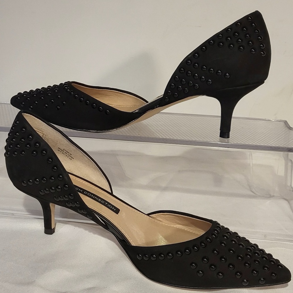 🧧Price Drop......French Connection Efina black beaded kitten heels